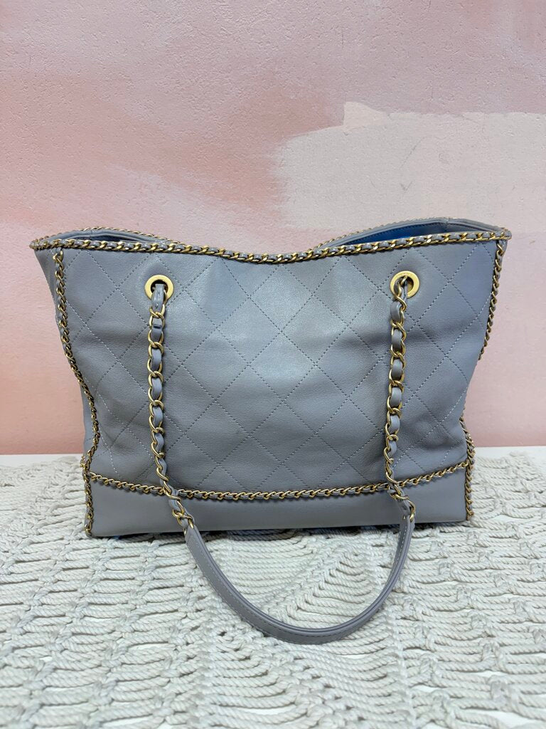 Chanel Chain Lines Quilted Calfskin Shopping Tote '21 (Rare Find)