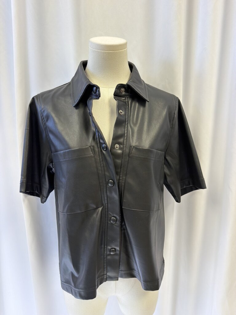 Evereve Vegan Leather Short Sleeve Top