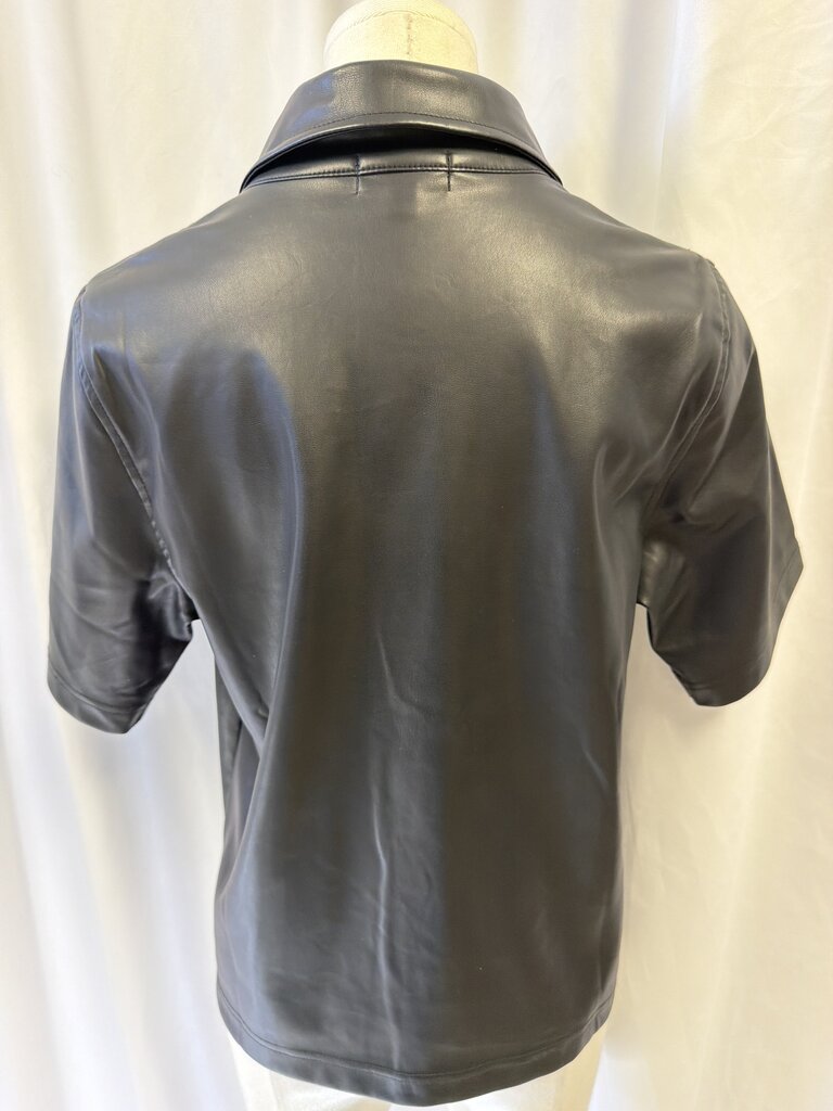 Evereve Vegan Leather Short Sleeve Top
