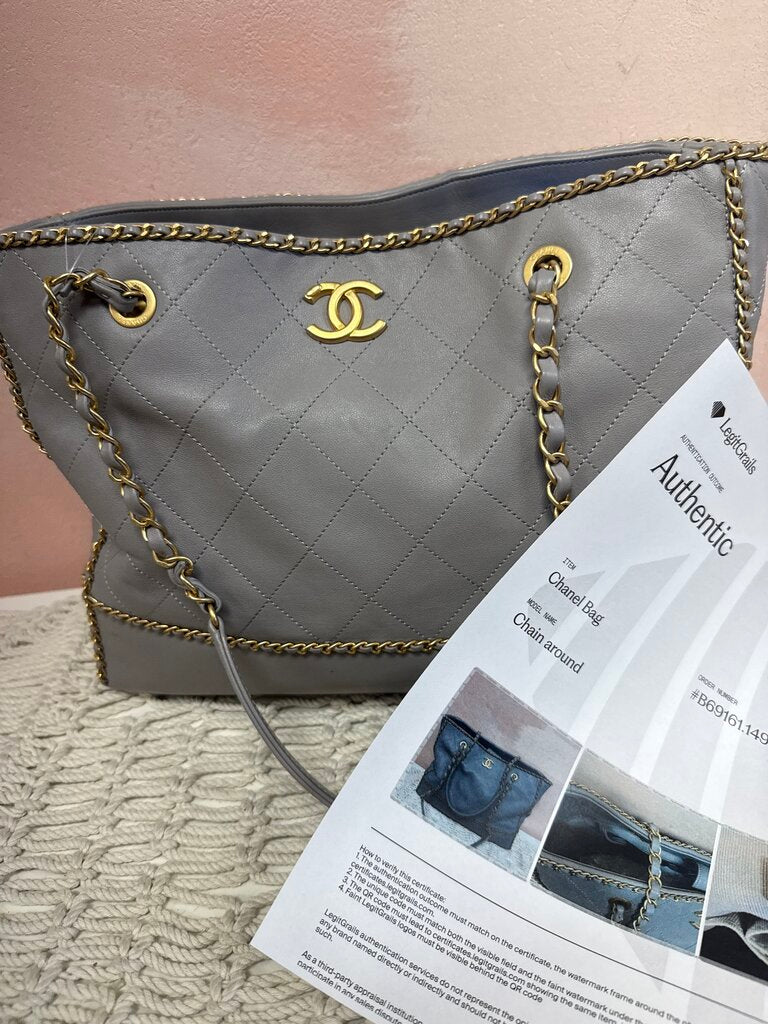 Chanel Chain Lines Quilted Calfskin Shopping Tote '21 (Rare Find)
