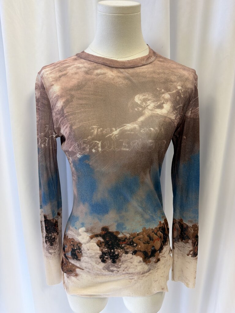 Jean Paul Gaultier Vintage (1998) Long Sleeve Mesh Eskimo Print Top