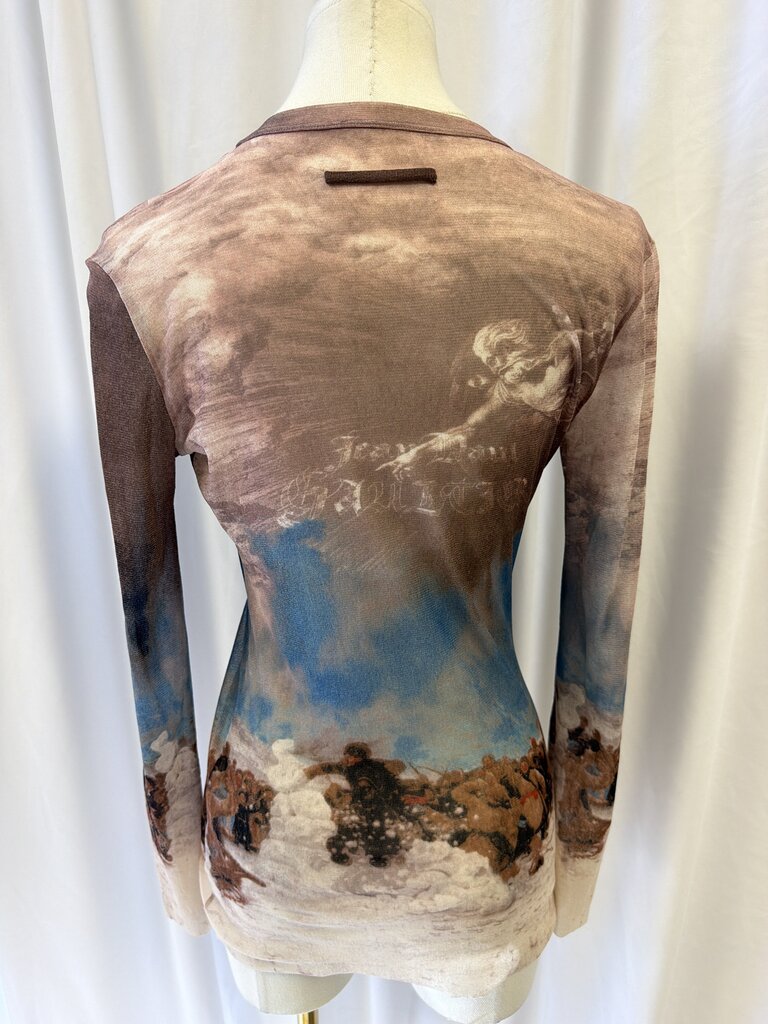 Jean Paul Gaultier Vintage (1998) Long Sleeve Mesh Eskimo Print Top