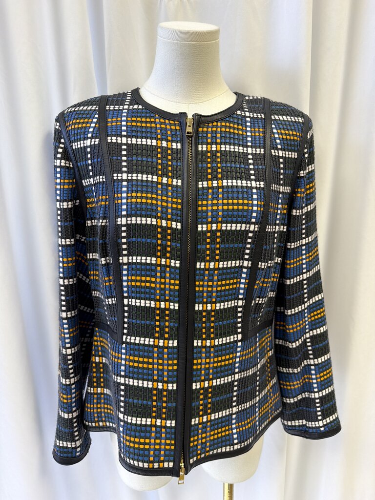 Escada Leather Plaid Jacket