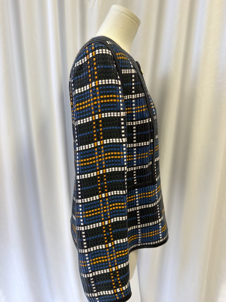 Escada Leather Plaid Jacket