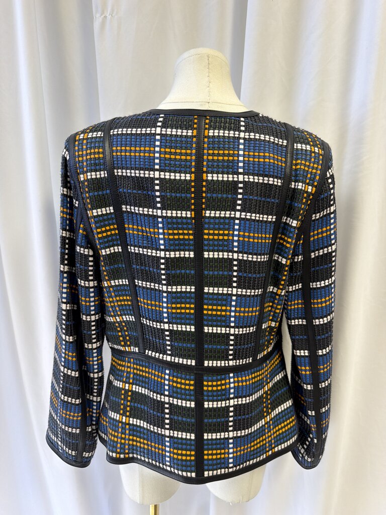 Escada Leather Plaid Jacket