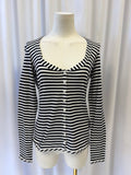 Burberry Striped Scoop Neck Long Sleeve Top