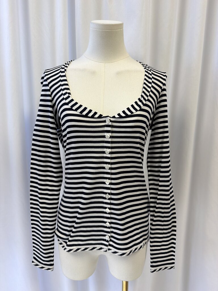 Burberry Striped Scoop Neck Long Sleeve Top