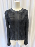 Escada Woven Leather Bomber Jackete