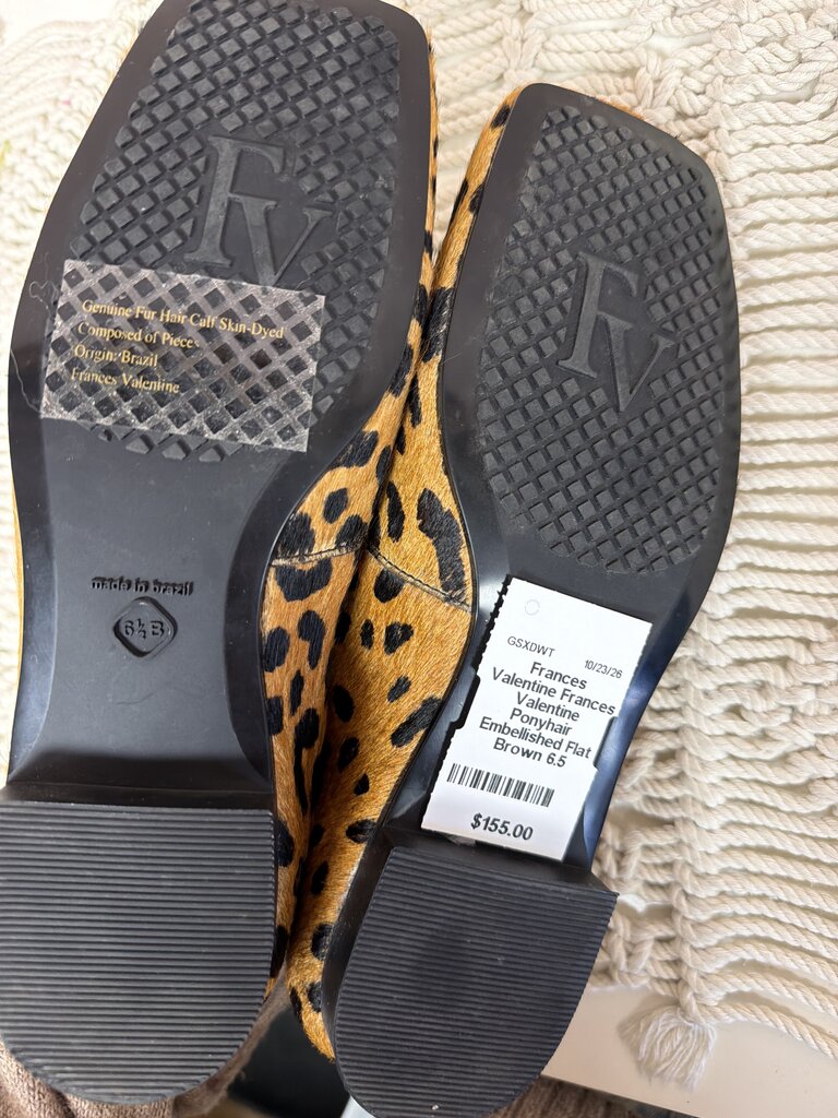Frances Valentine Ponyhair Embellished Flat