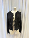 Elie Tahari Lace Trim Suede Jacket