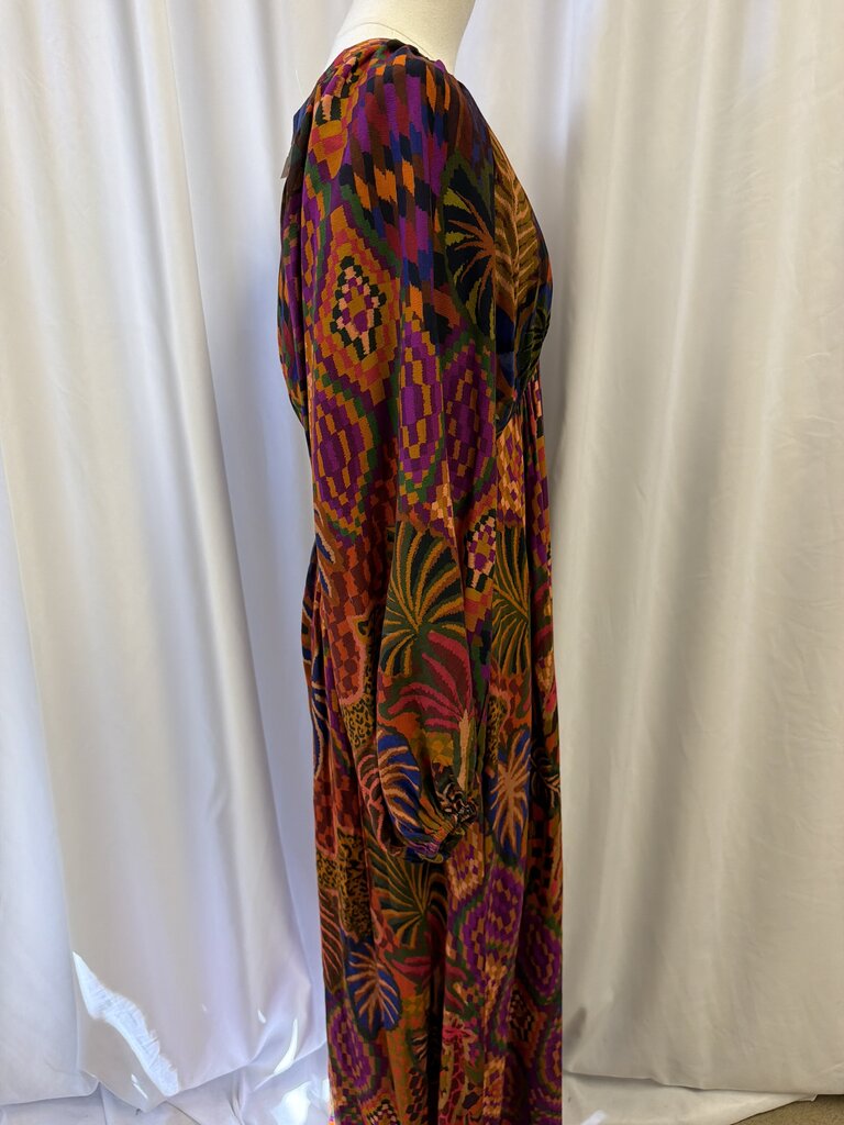 Farm Rio Printed V-Neck Long Sleeve Maxi Dress