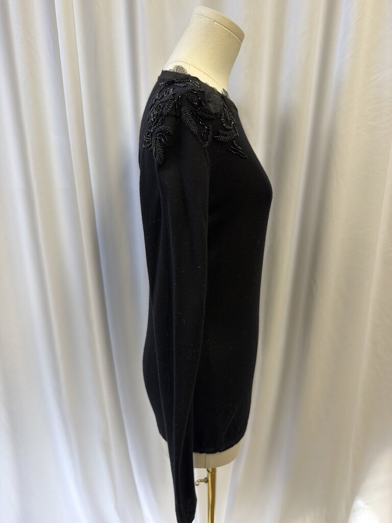 Elie Tahari Embellished Merino Wool Long Sleeve