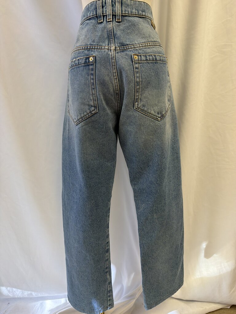 Balmain Wide Leg Slit Hem Jean