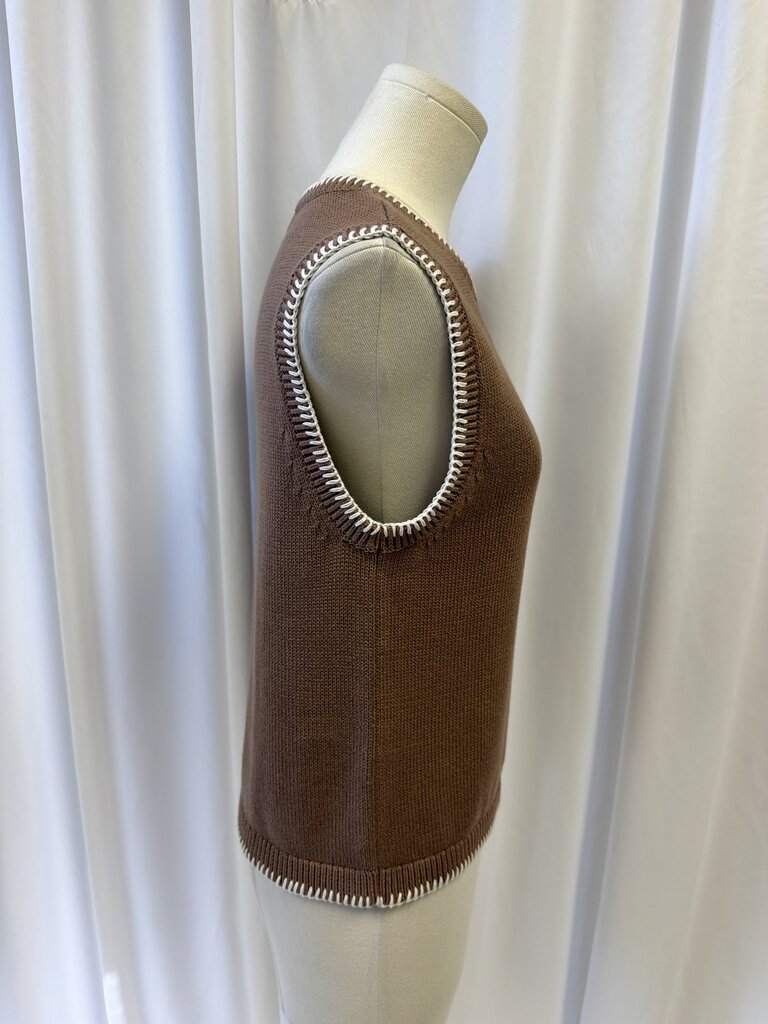 White + Warren Cotton Blanket Stitch Detail Tank