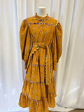 Celia B Corduroy Floral Print Maxi Dress w/ Belt