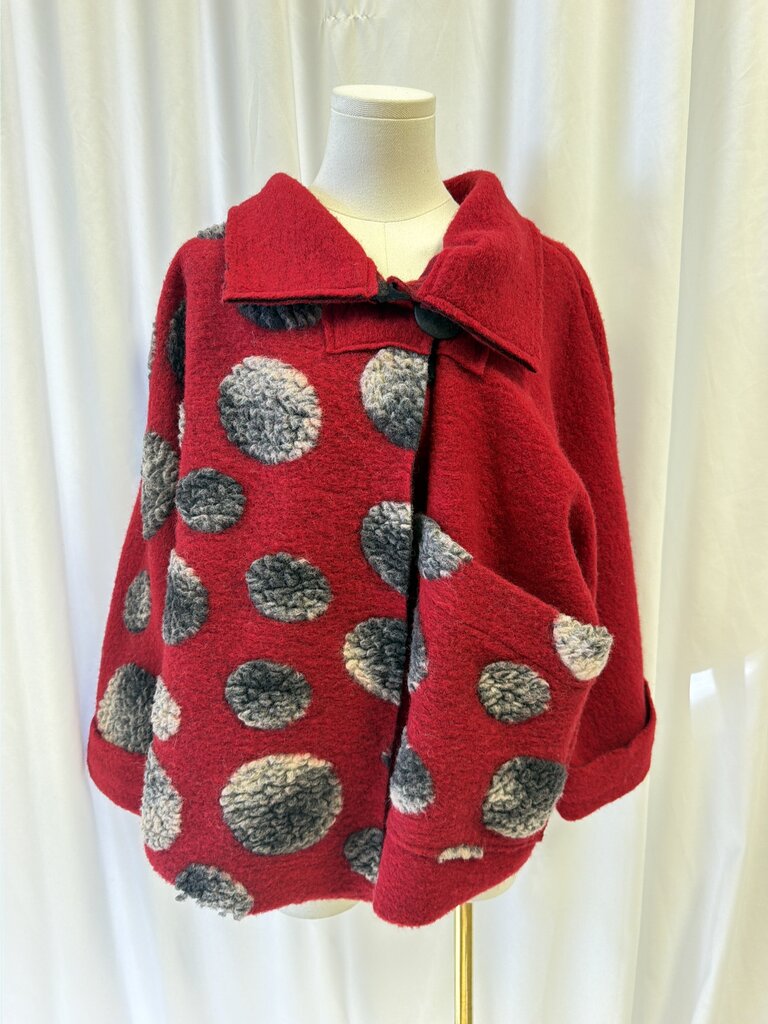 Mara Gibucci Wool/Alpaca Polka Dot Collared Jacket