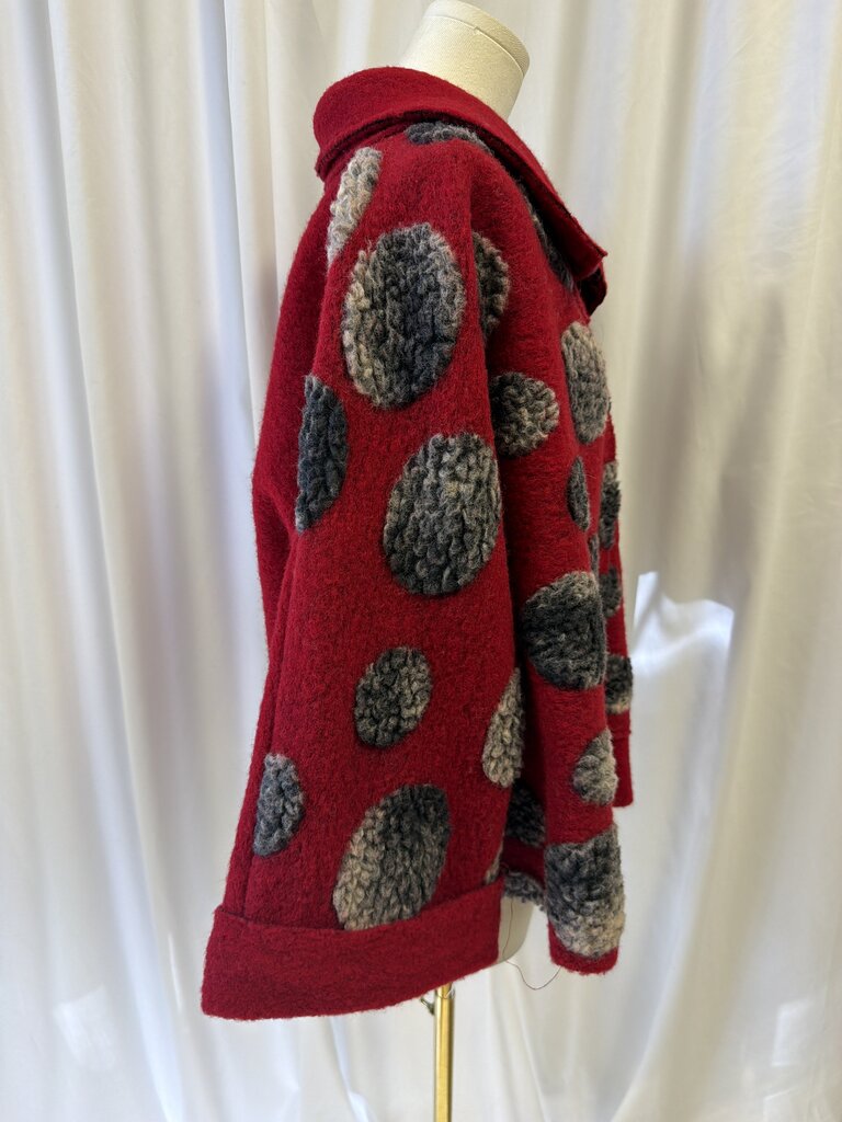 Mara Gibucci Wool/Alpaca Polka Dot Collared Jacket