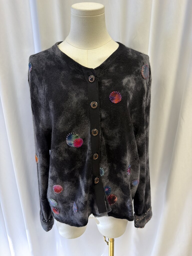 Galadriel Mattei Tie Dye Embroidered Button Up Cardigan