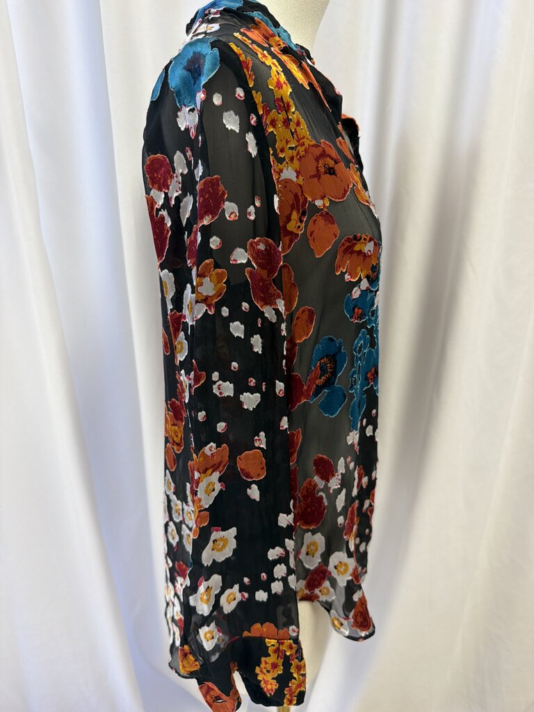 Alice + Olivia Shimmer Applique Sheer Blouse