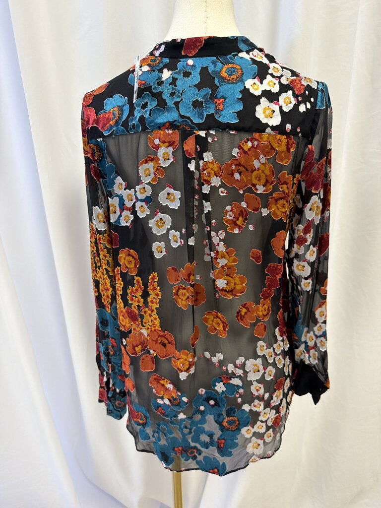 Alice + Olivia Shimmer Applique Sheer Blouse
