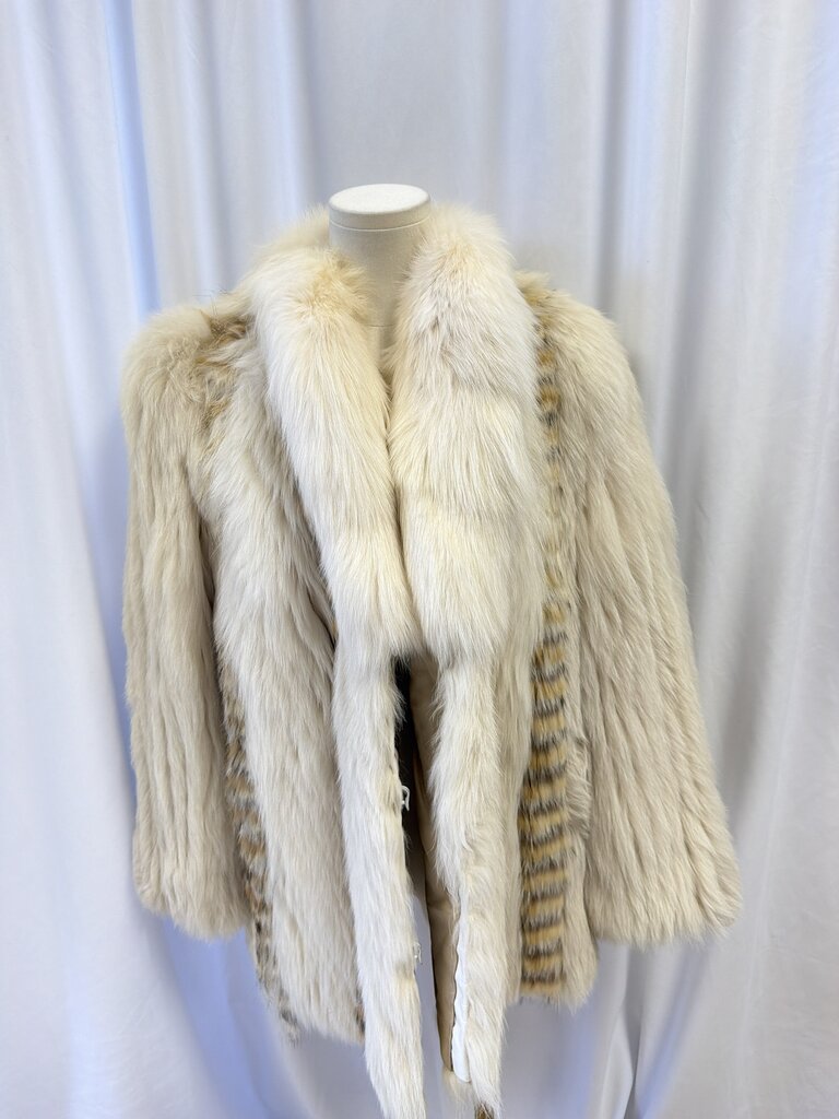 Anna Nateece LeNobel Original White Shadow Fox w/ Coyote Inserts Coat (As Is: original label removed, small tears near hook and eye closures)