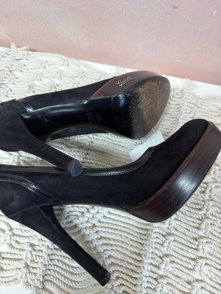 Gucci Suede Wooden Platform Vintage Pump w/ Box & Dustbag (As Is)