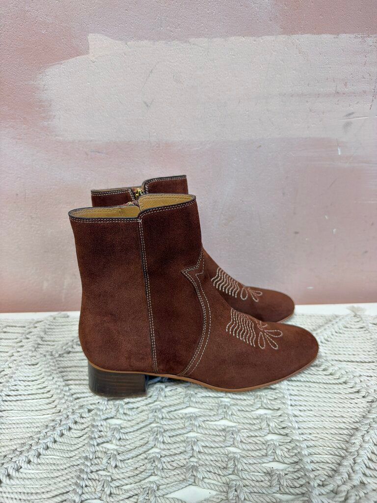 See by Chloe Suede Embroidered "Lizzie" Bootie