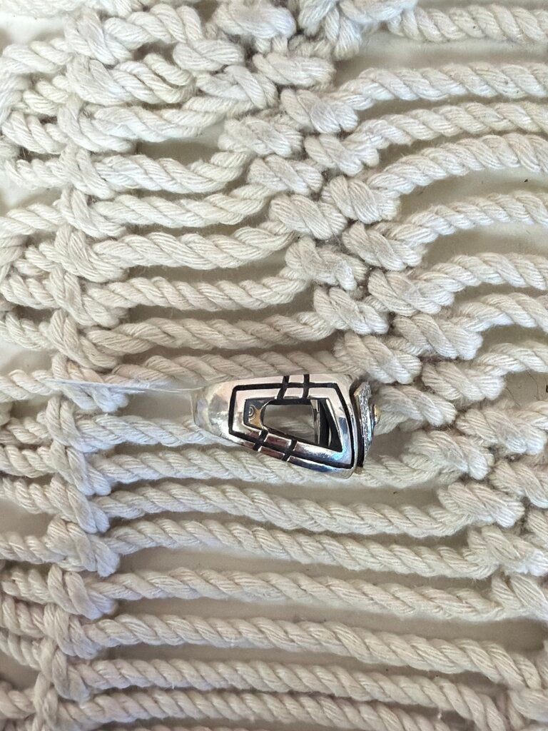 John Atencio Sterling Silver & 18k Detail Diamond Ring