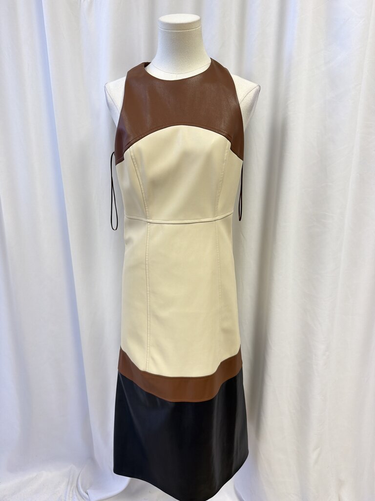 Adelyn Rae Color Block Vegan Leather Sleeveless Dress