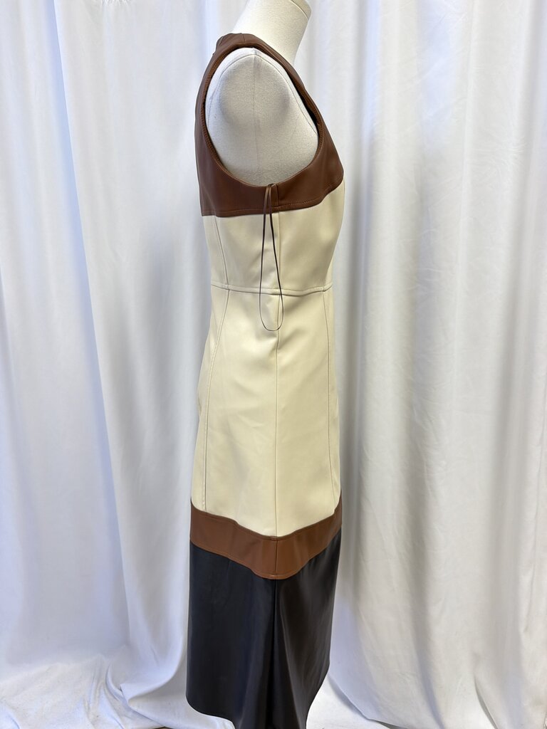 Adelyn Rae Color Block Vegan Leather Sleeveless Dress