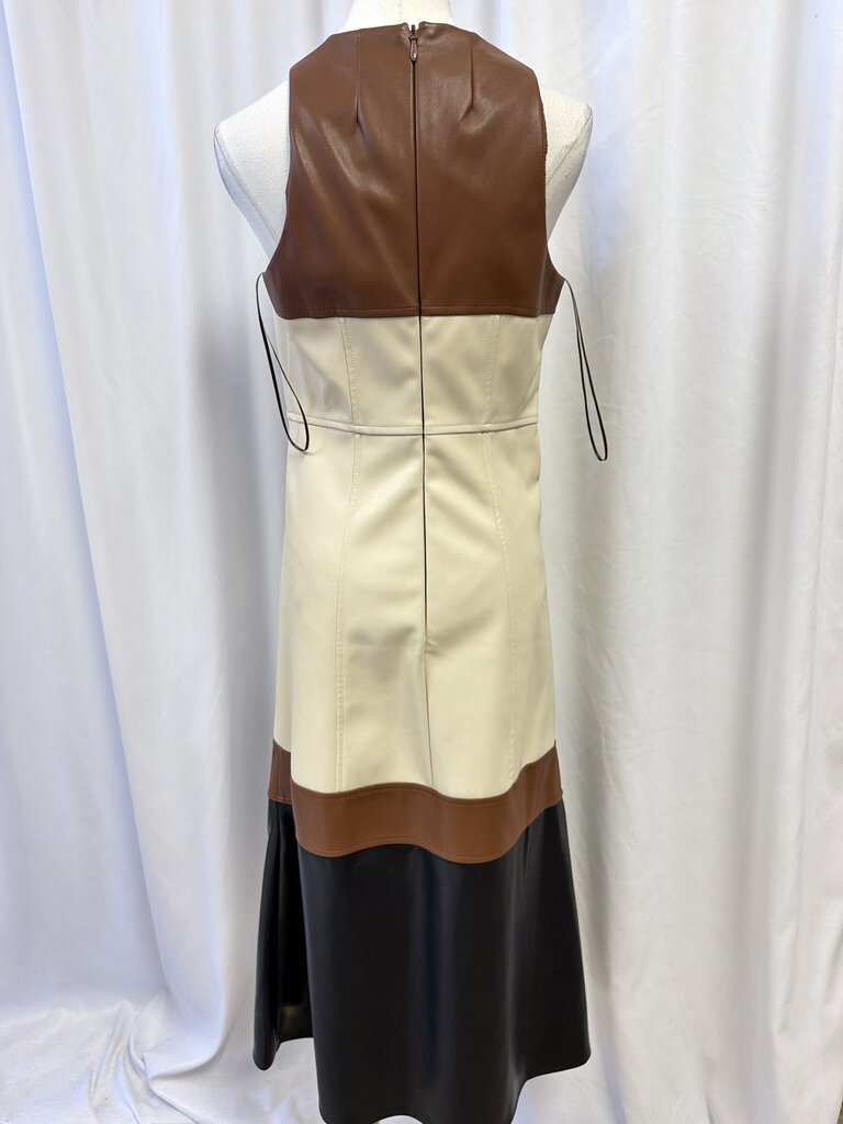 Adelyn Rae Color Block Vegan Leather Sleeveless Dress