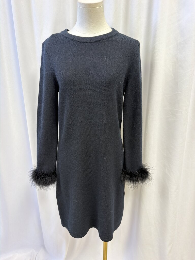 Sail To Sable Wool Fur Trim Long Sleeve Dress NWT (Originally $228)