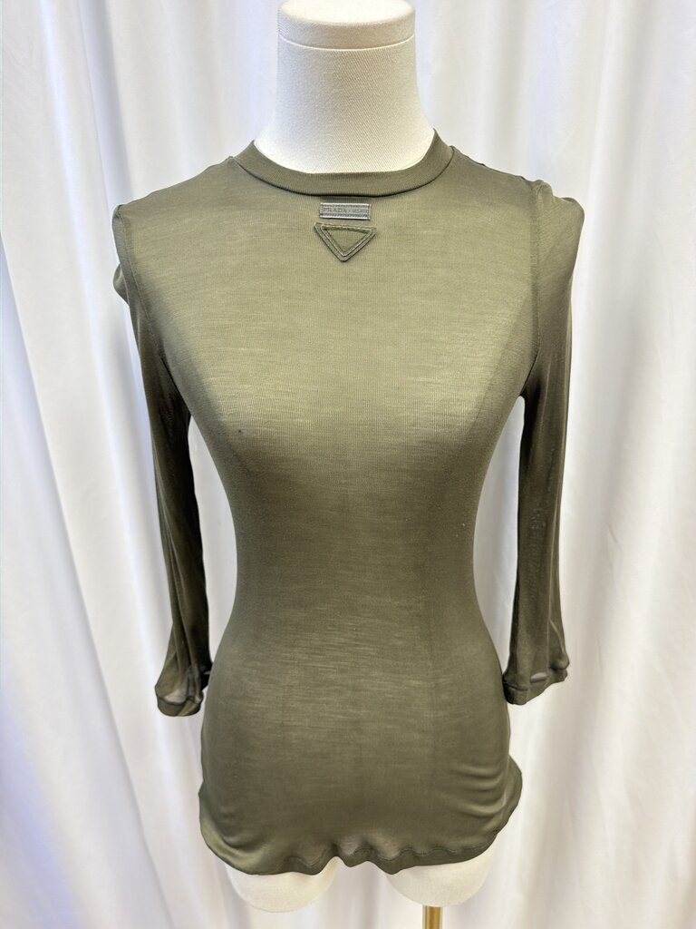 Prada 3/4 Sleeve Sheer Jersey Silk Top (Est. Retail $1700)