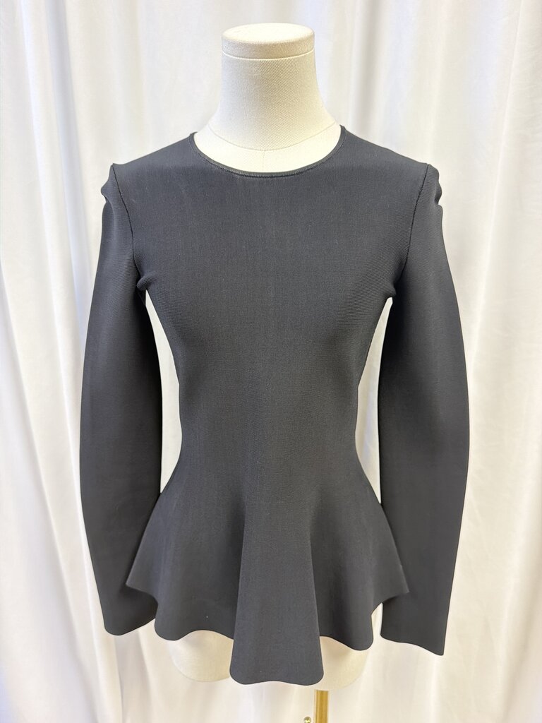 Theory Knit Peplum Long Sleeve Top