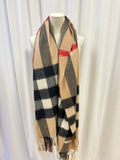Burberry Jumbo Format Nova Check Cashmere Fringe Scarf
