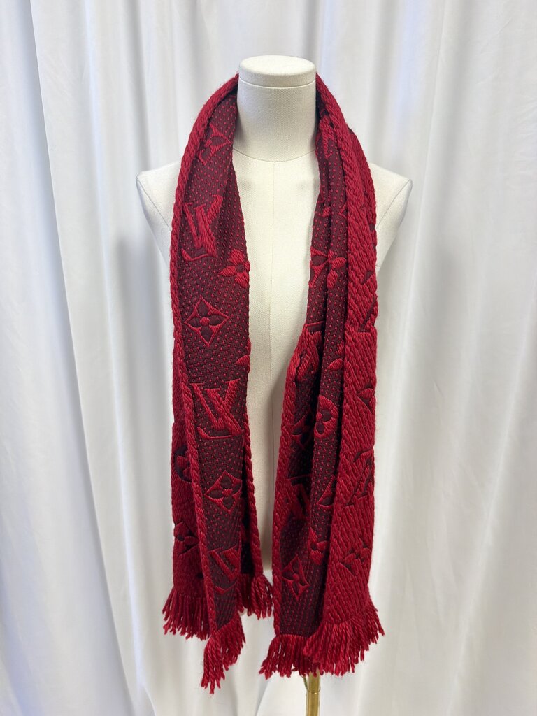 Louis Vuitton Monogram Wool/Silk Blend Fringe Scarf (As Is)