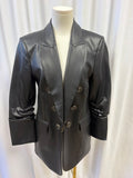 Veronica Beard Scrunch Sleeve Vegan Leather Blazer