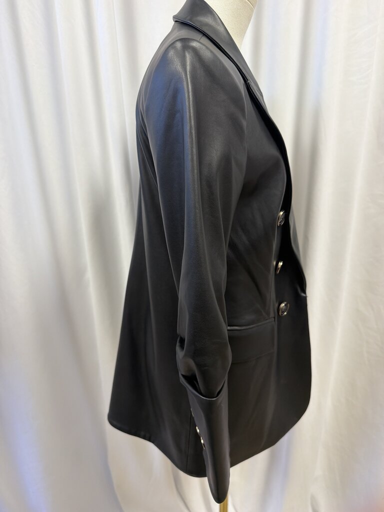 Veronica Beard Scrunch Sleeve Vegan Leather Blazer