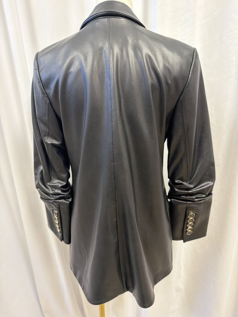 Veronica Beard Scrunch Sleeve Vegan Leather Blazer