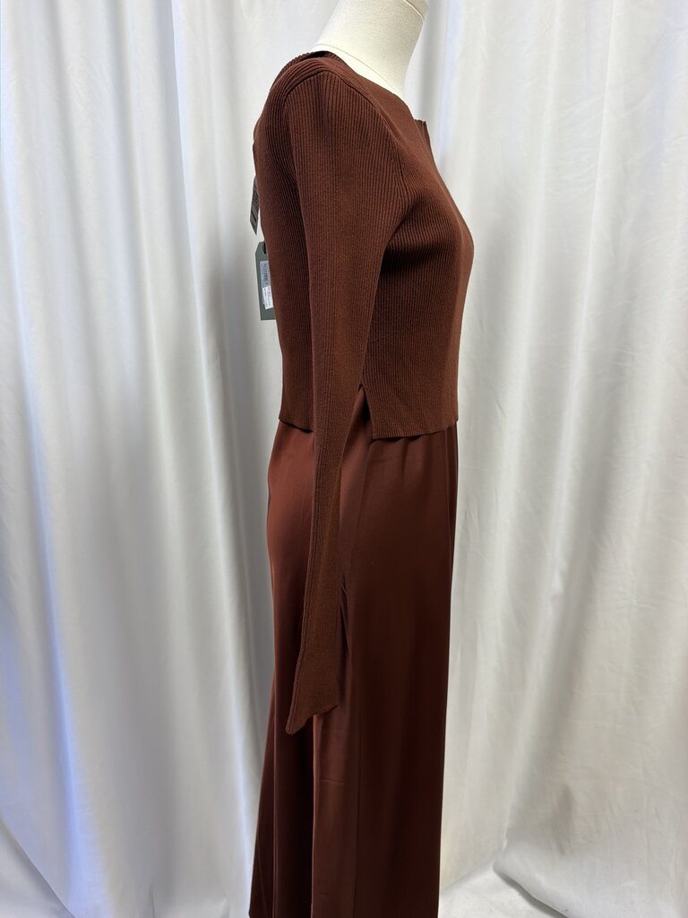 All Saints Slip Dress w/ Ribbed Long Sleeve Cropped Topper
