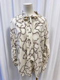 Veronica Beard Tie Neck Chain Print Blouse