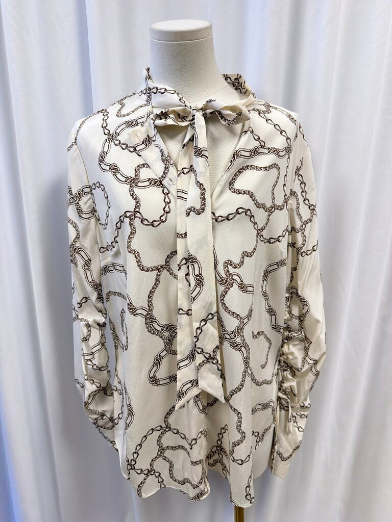 Veronica Beard Tie Neck Chain Print Blouse