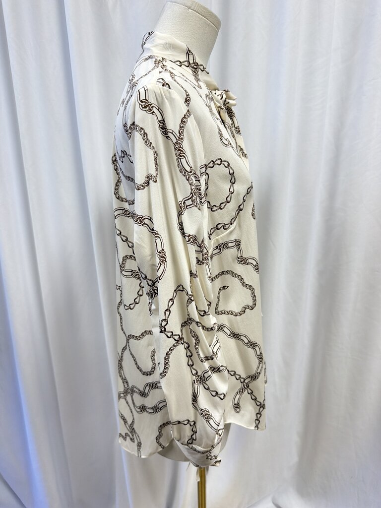 Veronica Beard Tie Neck Chain Print Blouse