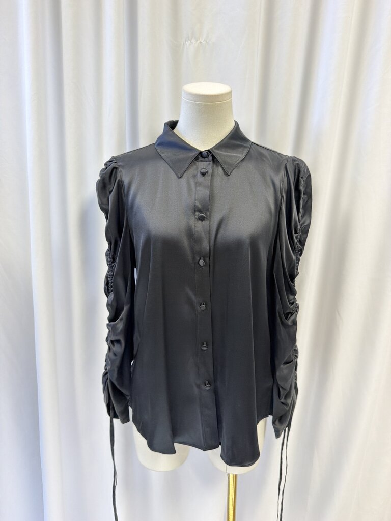 Veronica Beard Ruched Sleeve Silk Blouse