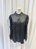 Veronica Beard Ruched Sleeve Silk Blouse