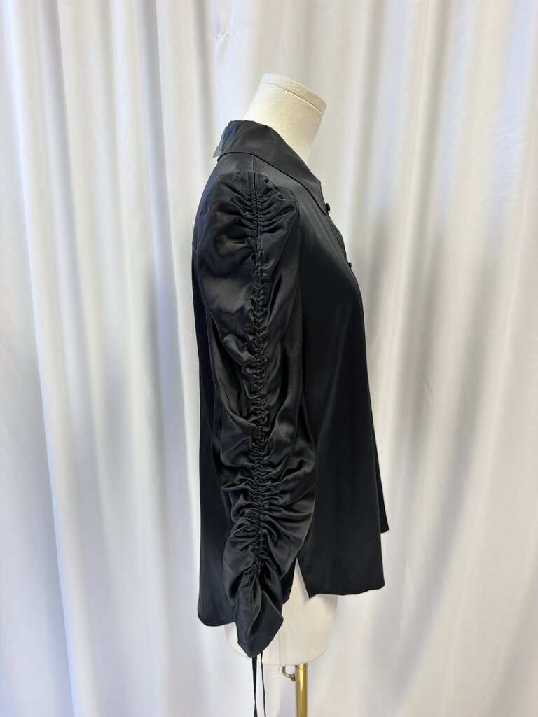 Veronica Beard Ruched Sleeve Silk Blouse