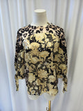 Rebecca Taylor Printed Puff Sleeve Silk Top