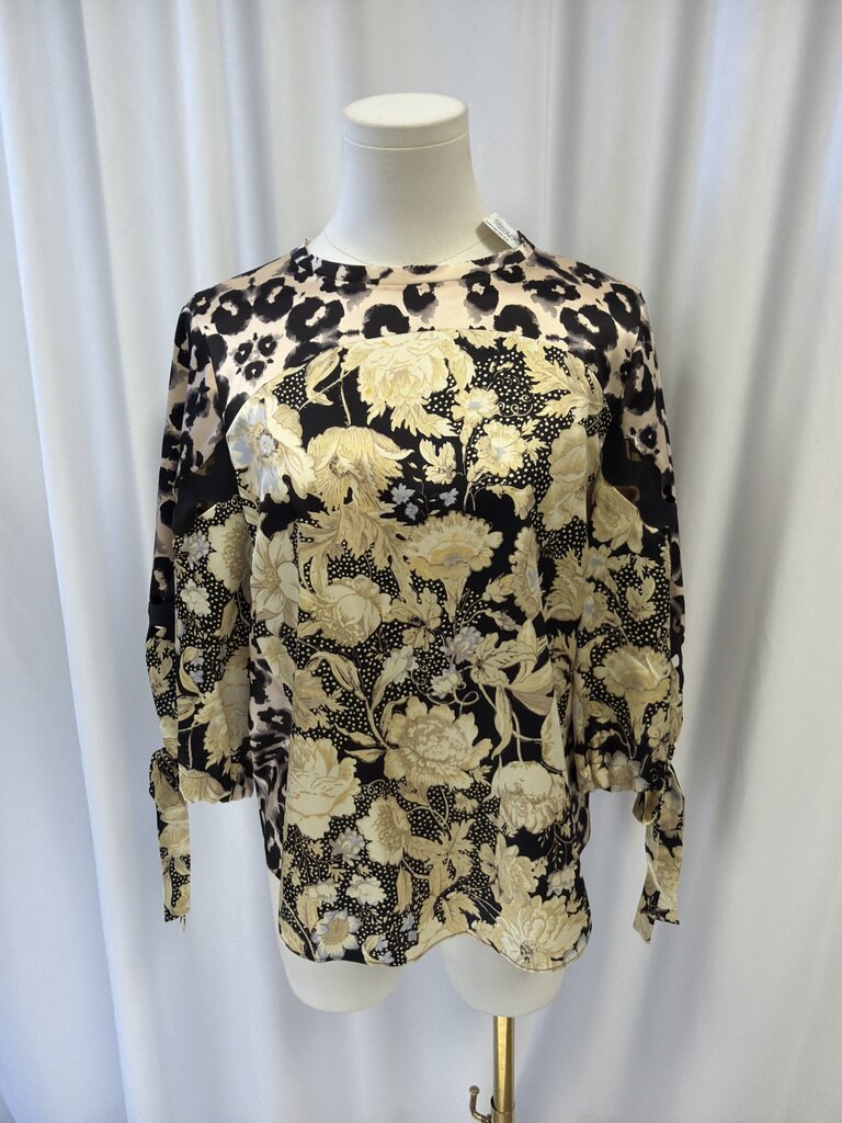 Rebecca Taylor Printed Puff Sleeve Silk Top