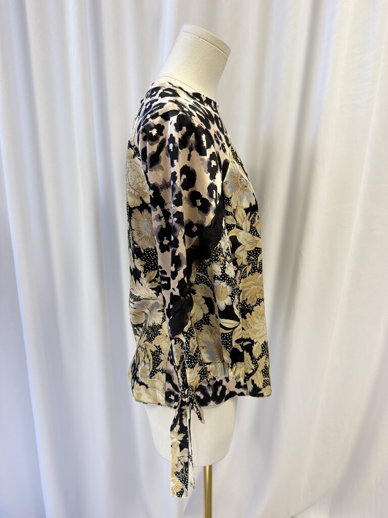 Rebecca Taylor Printed Puff Sleeve Silk Top