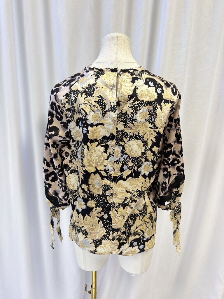 Rebecca Taylor Printed Puff Sleeve Silk Top
